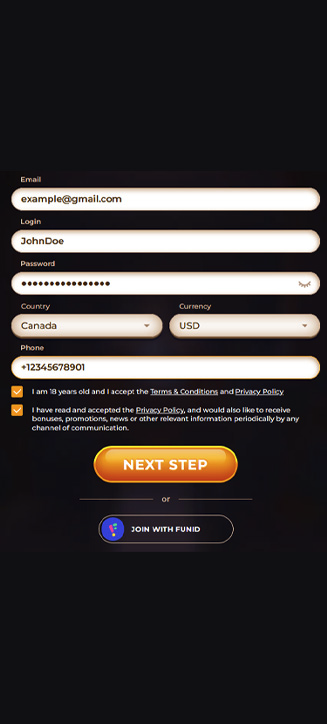 AmunRa registration process on mobile AmunRa registration process on mobile